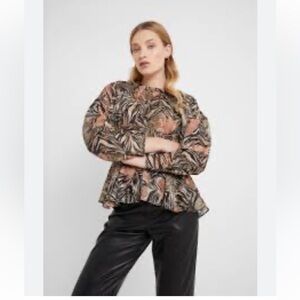 IRO Bardes Long Sleeve Peplum Blouse Size 42 XL